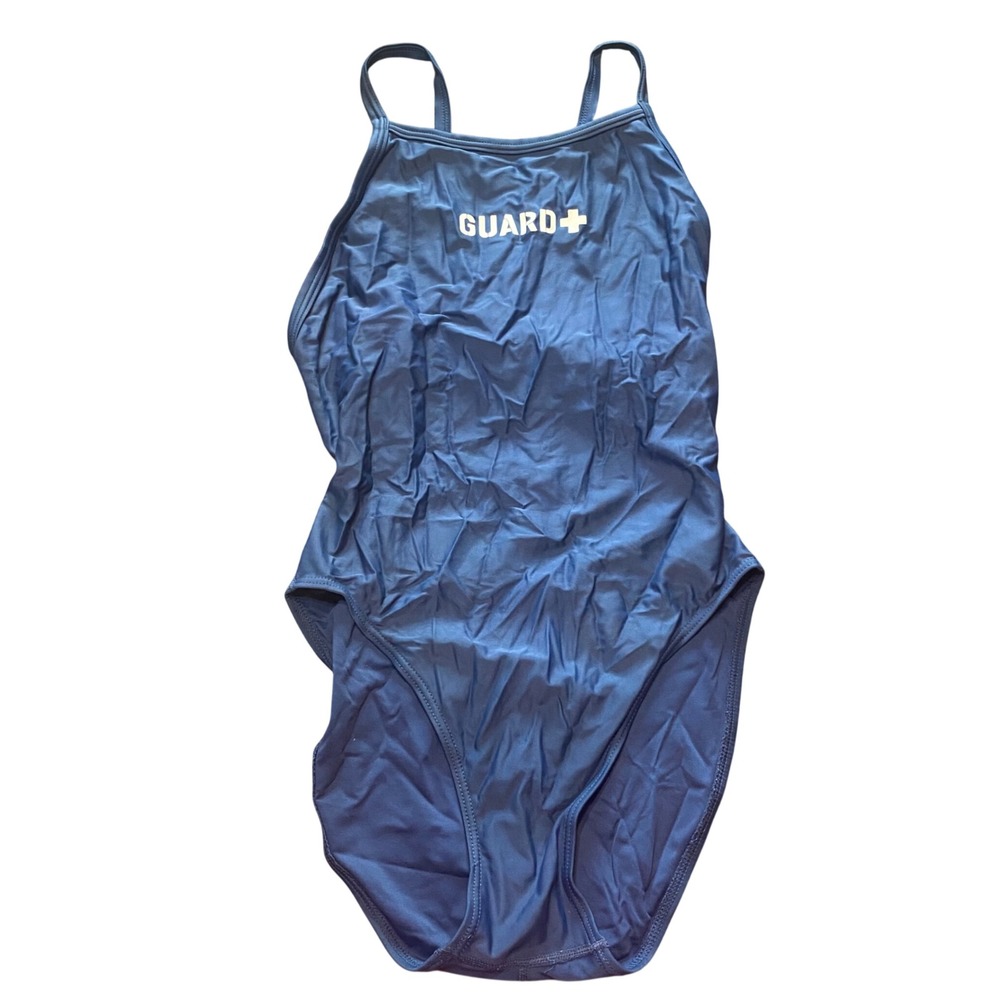 Sporti Women Navy Blue Guard One Piece Swimsuit Size 36 Lifeguard Athletic Swim